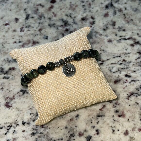 T. Jazelle TJ Precious Stone Silver Stretch Bracelet with “&” Charm Cape‎ Cod MA - Picture 2 of 5